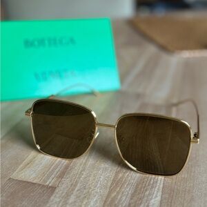 Bottega Veneta rounded square gold sunglasses